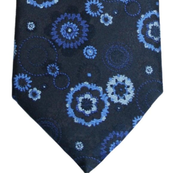 NWT Simon Carter London Blue Floral Medallion Tie - Picture 2 of 3